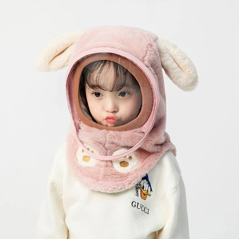 🐻🧣 Kinder Wintermuts met Afneembaar Winddicht Masker – Schattige Beertjesoren, Warm Kunstmatig Konijnenbont & Multifunctioneel Voor Koude Dagen! - Image 6