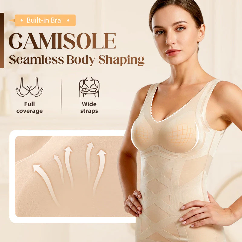 🎉Nieuwjaars Cadeau 50% KORTING!💕Naadloze Corrigerende Camisole met Ingebouwde BH – Vormgevend & Houdingsverbeterend!