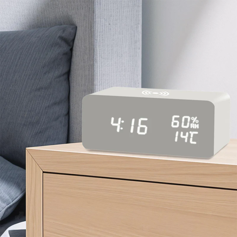 🌞Fris De Lente In Met 50% Korting!⏰ LED Digitale Wekker met Draadloos Oplaadstation – Stijlvol & Slim voor je Nachtkastje - Image 2