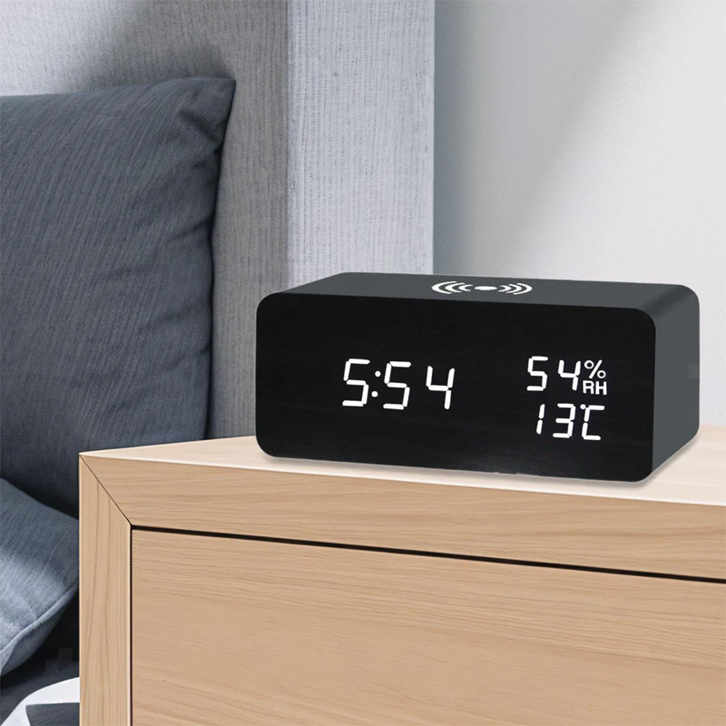 🌞Fris De Lente In Met 50% Korting!⏰ LED Digitale Wekker met Draadloos Oplaadstation – Stijlvol & Slim voor je Nachtkastje - Image 3