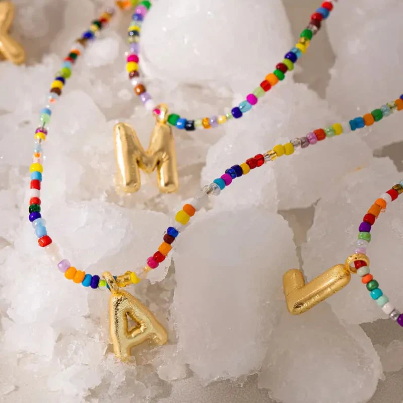 💜LAST DAY PROMOTION - 50%OFF💜 Letter Beaded Necklace for Women🔤A-Z - Image 11