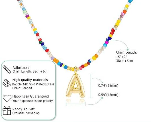 💜LAST DAY PROMOTION - 50%OFF💜 Letter Beaded Necklace for Women🔤A-Z - Image 12