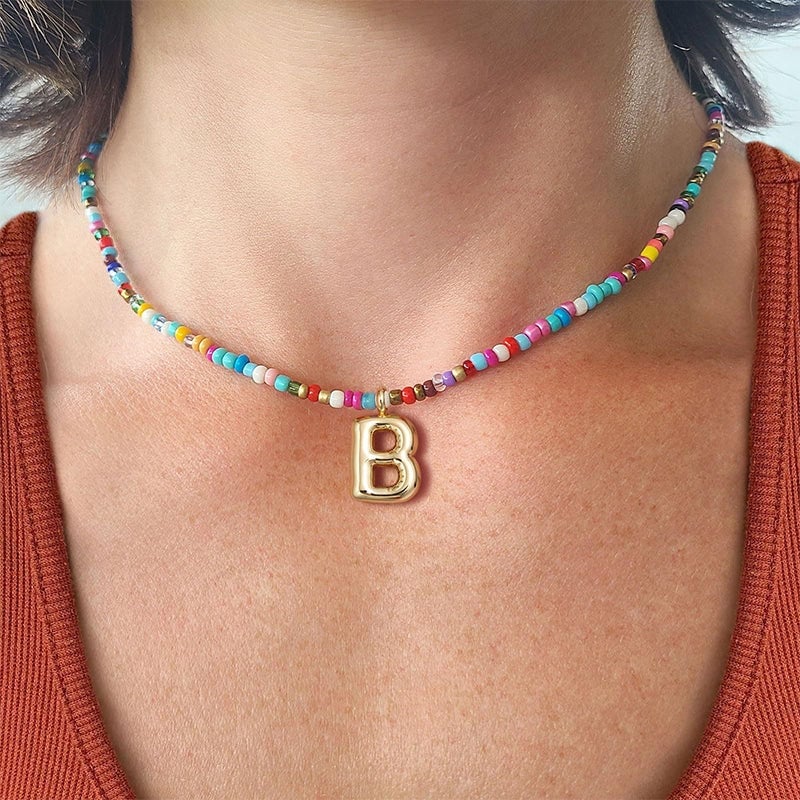💜LAST DAY PROMOTION - 50%OFF💜 Letter Beaded Necklace for Women🔤A-Z - Image 2