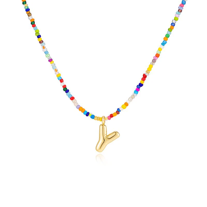 💜LAST DAY PROMOTION - 50%OFF💜 Letter Beaded Necklace for Women🔤A-Z - Image 24