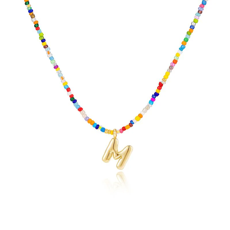 💜LAST DAY PROMOTION - 50%OFF💜 Letter Beaded Necklace for Women🔤A-Z - Image 31