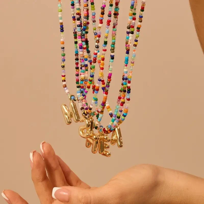 💜LAST DAY PROMOTION - 50%OFF💜 Letter Beaded Necklace for Women🔤A-Z - Image 4