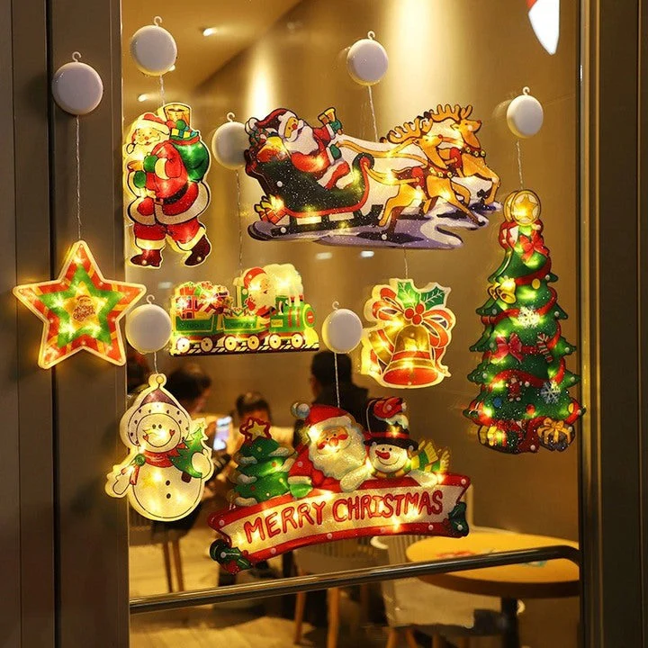 🎄Kerstdeal ALTIJD 25% KORTING✨🎄Kerstvenster-Hanglichten – Meerdere Kerstmotieven, Warme Sfeer Creatie & Meervoudige Toepassingen(Perfect voor Kerstdecoratie!)