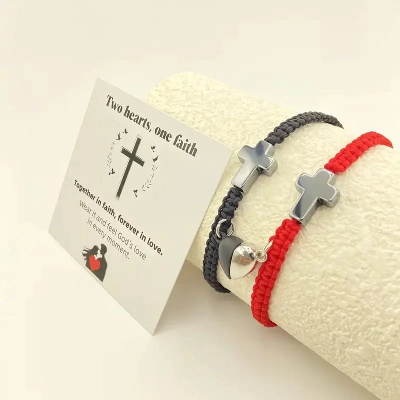 🌞Fris De Lente In Met 50% Korting!❤️ Magnetisch Hart & Kruis Armbanden Set voor Koppels – Symboliseer Jullie Onbreekbare Band - Image 5
