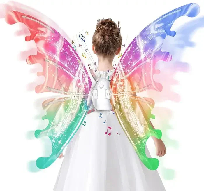 🦋✨ Kinder Elektrische Vlinder Feeënvleugels – Flapperend LED Licht, Gradiënt Ontwerp & Comfortabel Voor Verkleedfeestjes! 👧