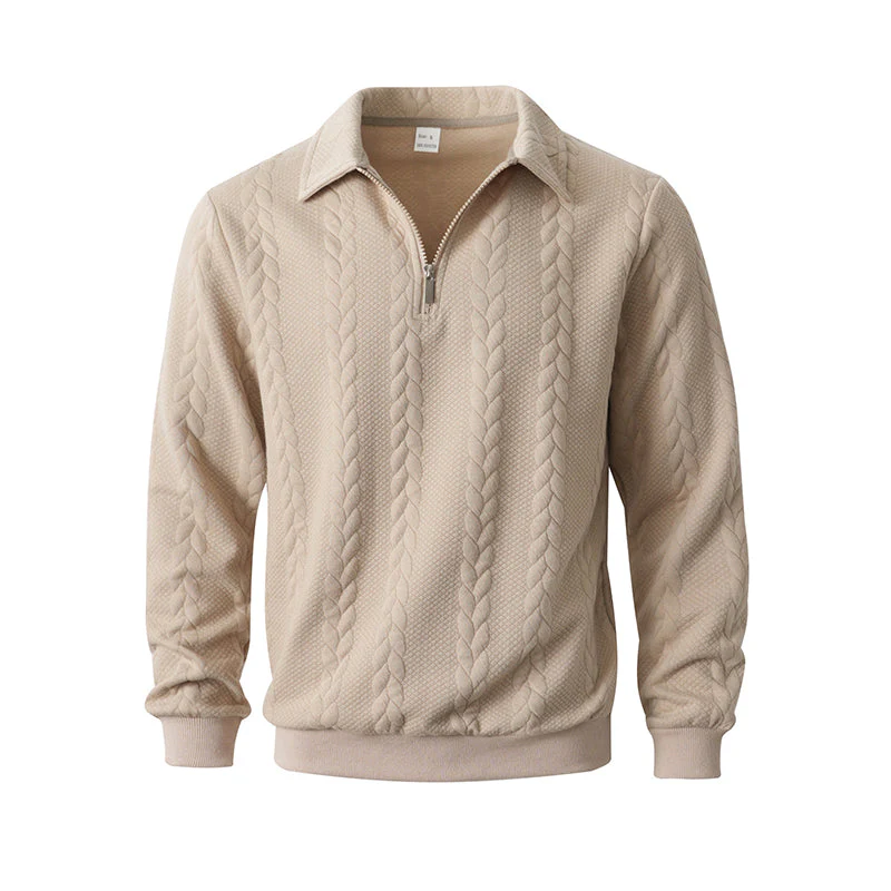 🎉Nieuwjaars Cadeau 50% KORTING!👕Klassieke Kabelpatroon Herentrui Met Halve Rits: Reverskraag & Zachte Stof – Tijdloos Casual Voor Elke Occas! - Image 15