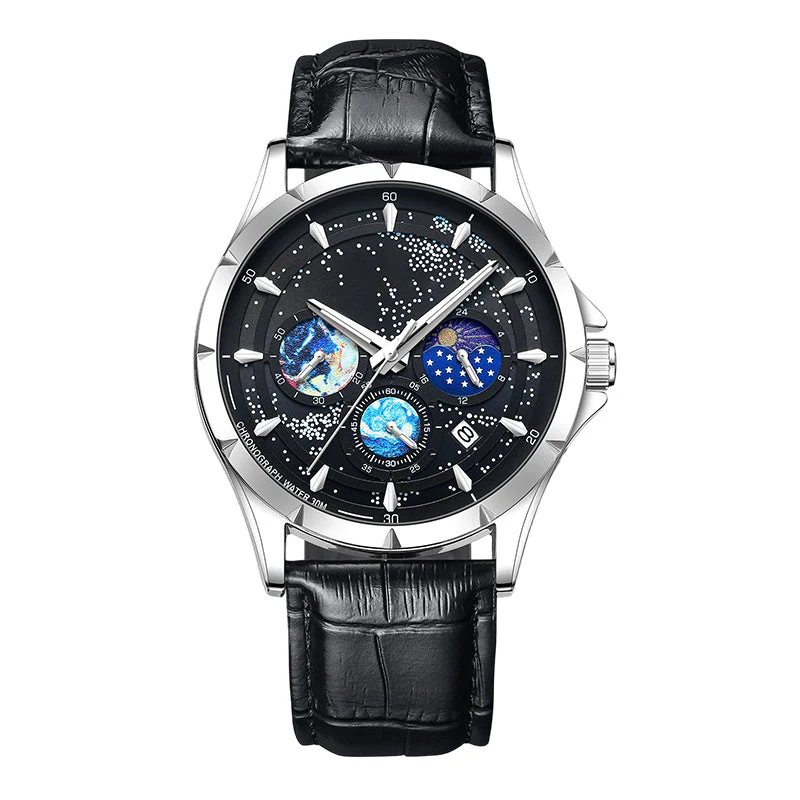🎄Kerstdeal ALTIJD 50% KORTING!🌌 Herenhorloge Luminous Starry Sky: Kosmische Sterrenhemel Dial – Nachtlicht + Chronograaf voor Styl & Praktischheid Op Je Pols! ⌚ - Image 10