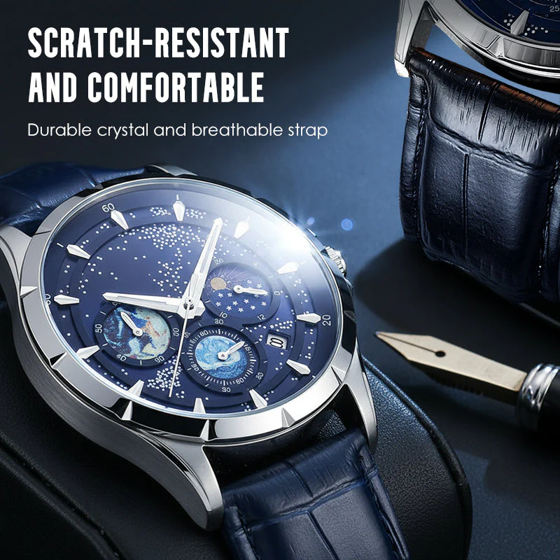 🎄Kerstdeal ALTIJD 50% KORTING!🌌 Herenhorloge Luminous Starry Sky: Kosmische Sterrenhemel Dial – Nachtlicht + Chronograaf voor Styl & Praktischheid Op Je Pols! ⌚ - Image 6