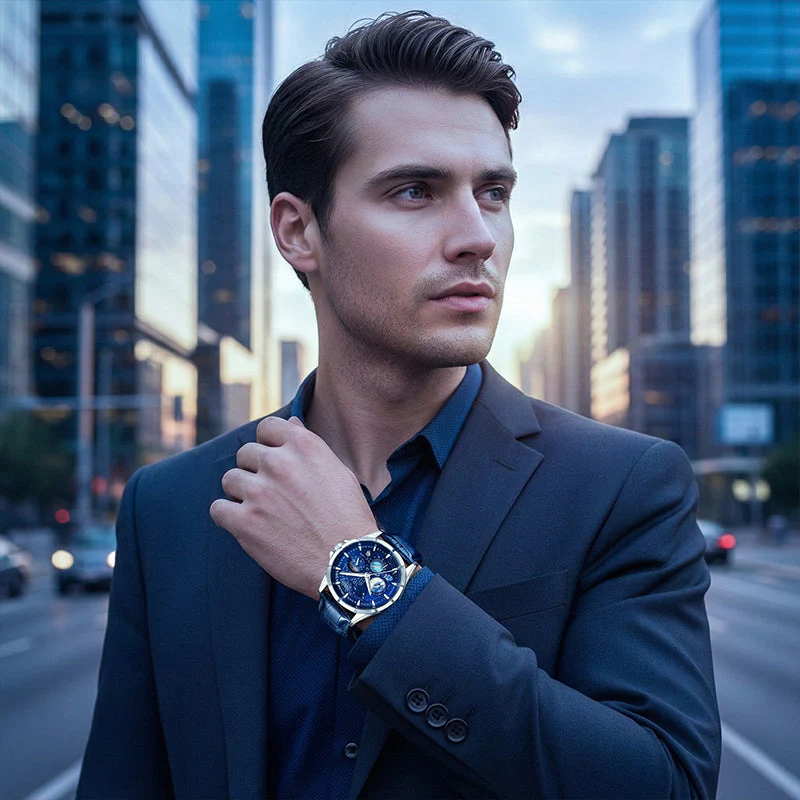 🎄Kerstdeal ALTIJD 50% KORTING!🌌 Herenhorloge Luminous Starry Sky: Kosmische Sterrenhemel Dial – Nachtlicht + Chronograaf voor Styl & Praktischheid Op Je Pols! ⌚ - Image 8