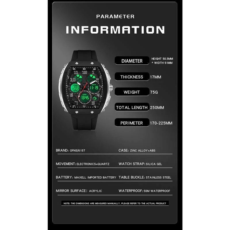 🎉Nieuwjaars Cadeau 50% KORTING! ⌚ Sportief Lichtgevend Herenhorloge: Dubbele Display + 50m Waterdicht + Schokbestendig！ - Image 9