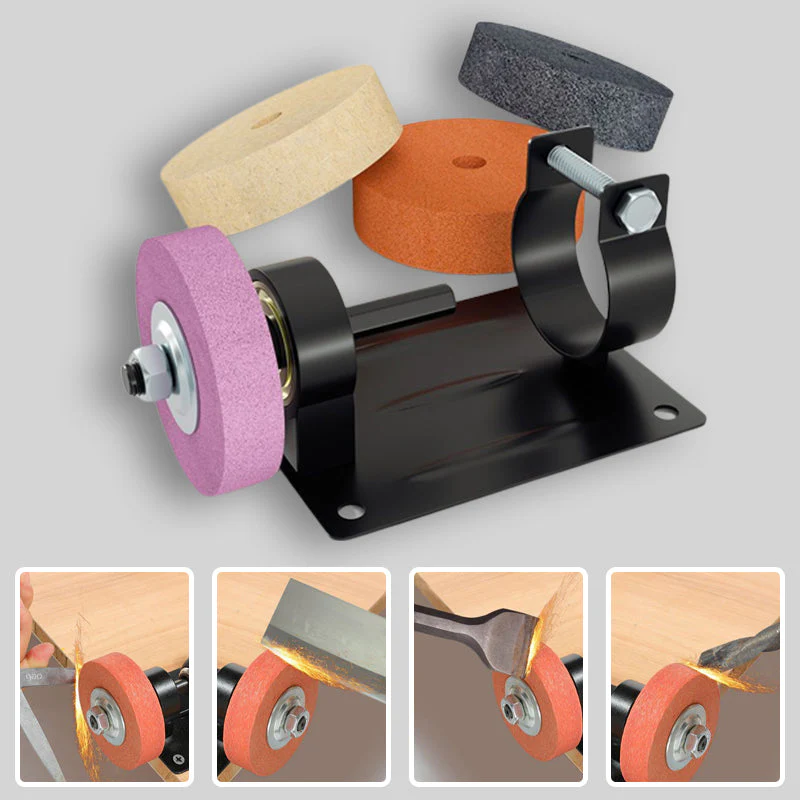🖤Black Friday topper!50% KORTING✨ Mini-Bandschuurmachine Ombouwbeugel (Met 5 Slijpschijf Types) – Converteer Elektrische Boormachine naar Bankslijpmachine, Multifunctioneel voor Verschillende Materialen! - Image 3