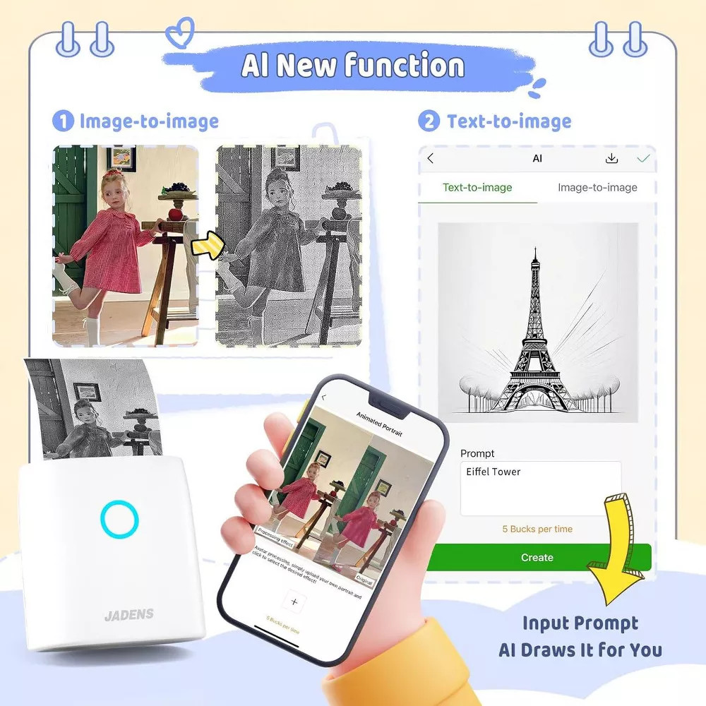 🌞Fris De Lente In Met 50% Korting!🎞️ Mini Herinneringsstickerprinter Bluetooth | 300 DPI HD Foto’s | 5 Rollen BPA-vrij Papier | Onmiddellijke Herinneringen - Image 10