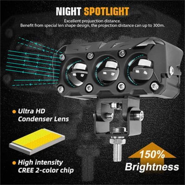 🎉Nieuwjaars Cadeau 50% KORTING!🔦 Universeel LED hulplicht: 4500 lumen | 2 kleurmodi (geel/wit) | IP67 waterdicht – voor motorfietsen, auto's, UTV's & offroad voertuigen. - Image 2