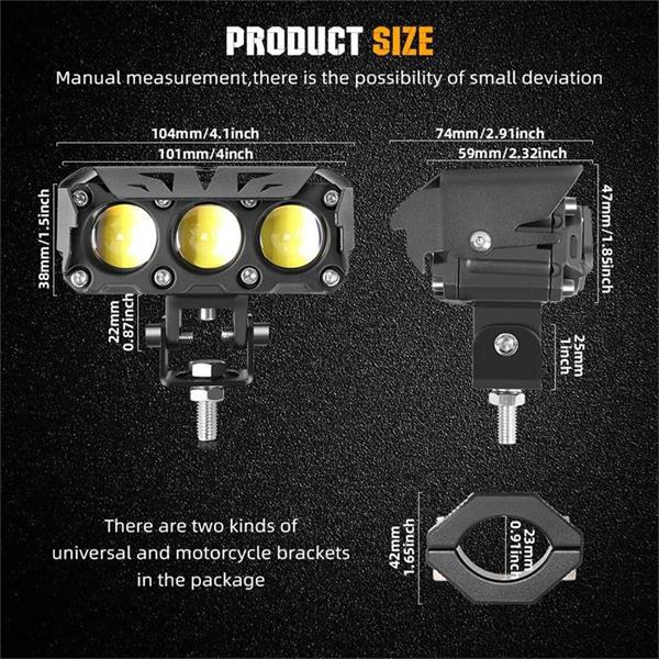 🎉Nieuwjaars Cadeau 50% KORTING!🔦 Universeel LED hulplicht: 4500 lumen | 2 kleurmodi (geel/wit) | IP67 waterdicht – voor motorfietsen, auto's, UTV's & offroad voertuigen. - Image 3