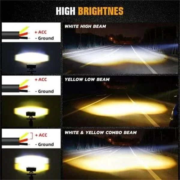 🎉Nieuwjaars Cadeau 50% KORTING!🔦 Universeel LED hulplicht: 4500 lumen | 2 kleurmodi (geel/wit) | IP67 waterdicht – voor motorfietsen, auto's, UTV's & offroad voertuigen. - Image 6