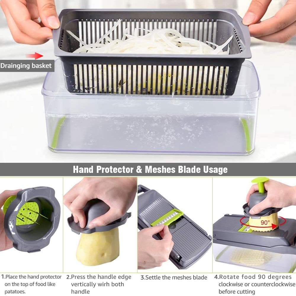 🌞Fris De Lente In Met 50% Korting!🧑🍳 15-delige Multifunctionele Groentesnijder Set – Snel Snijden & Rasp | Veilig & Vaatwasmachinebestendig! - Image 4