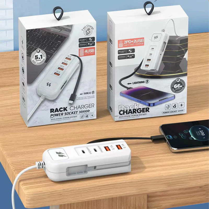 🎄Kerstdeal ALTIJD 50% KORTING!⚡ 66W Multifunctioneel Snellaadstopcontact (2PD+2USB): Ingebouwde Type-C Kabel + UK/EU/US Plug – Veilig & Compact！ - Image 6