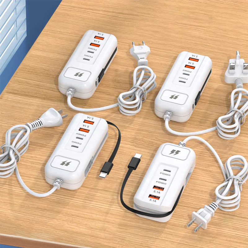 🎄Kerstdeal ALTIJD 50% KORTING!⚡ 66W Multifunctioneel Snellaadstopcontact (2PD+2USB): Ingebouwde Type-C Kabel + UK/EU/US Plug – Veilig & Compact！ - Image 8