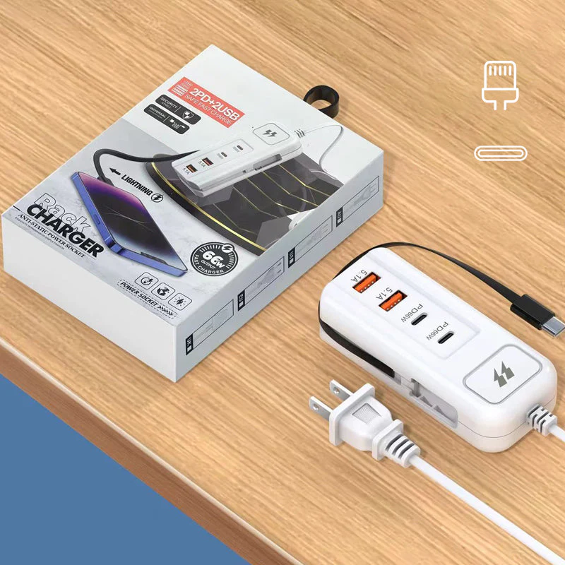 🎄Kerstdeal ALTIJD 50% KORTING!⚡ 66W Multifunctioneel Snellaadstopcontact (2PD+2USB): Ingebouwde Type-C Kabel + UK/EU/US Plug – Veilig & Compact！ - Image 9