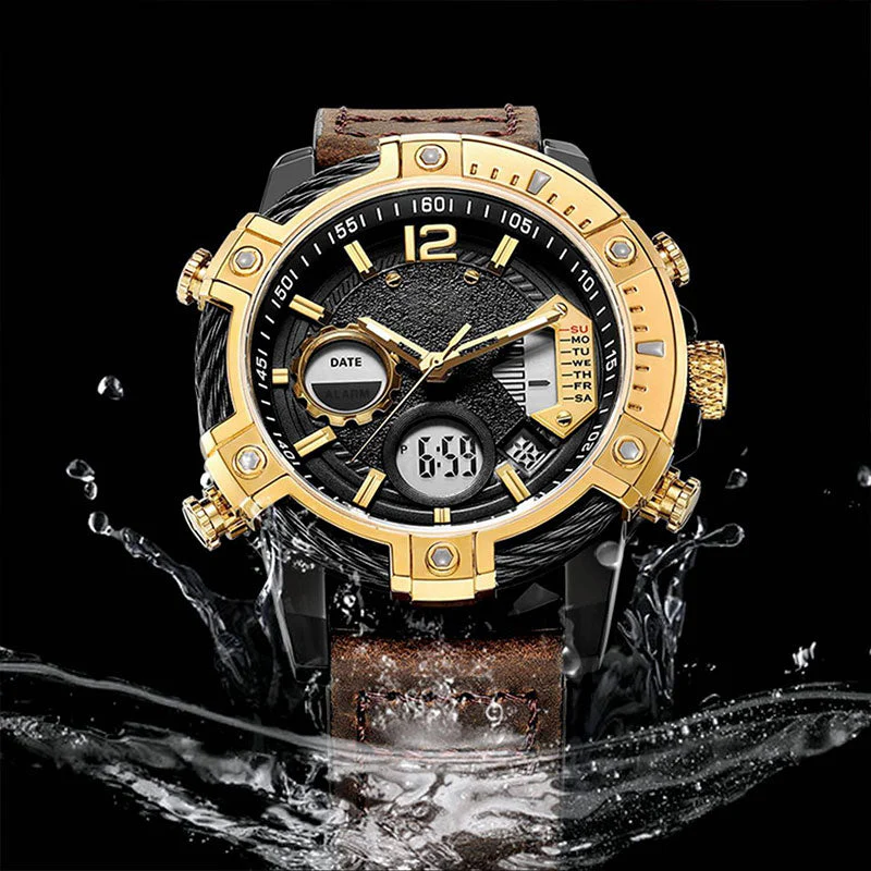 🎄Kerstdeal ALTIJD 50% KORTING!✨ Multifunctioneel Herenhorloge (Dubbel Display) – 3ATM Waterdicht, Quartz & Sportief (Perfect SinterklaasCadeau voor Moderne Mannen!) - Image 3
