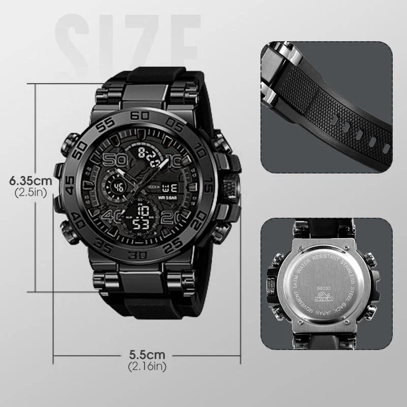 🎄Kerstdeal ALTIJD 50% KORTING!✨ Multifunctioneel LED Waterdicht Horloge – Dual Display, 50M Waterdicht & All-in-één Functies (Stijlvol & Duurzaam voor Dagelijks Gebruik!) - Image 4