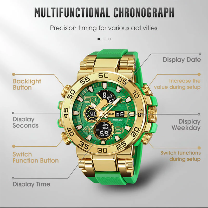 🎄Kerstdeal ALTIJD 50% KORTING!✨ Multifunctioneel LED Waterdicht Horloge – Dual Display, 50M Waterdicht & All-in-één Functies (Stijlvol & Duurzaam voor Dagelijks Gebruik!) - Image 9