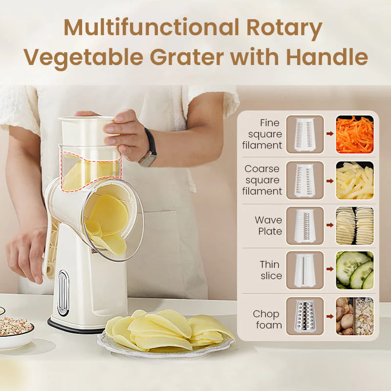 🌞Fris De Lente In Met 50% Korting!🥗 5-in-1 Draaibare Groenteschaaf met Handvat – Snel & Moeiteloos Bereiden van Groenten! - Image 2
