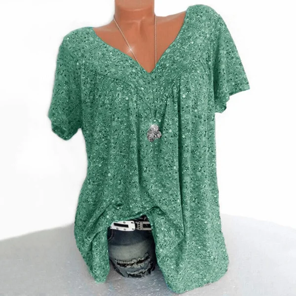 🌞Fris De Lente In Met 50% Korting!🌸 Dames korte mouwen blouse met voorjaarsbloemenprint: V-hals & losvallende pasvorm – Ademend, kreukvrij & flatteus voor lente & zomer - Image 9