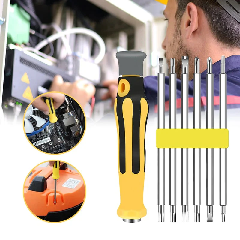 🖤Black Friday topper!50% KORTING✨ 6-in-1 Multifunctionele Schroevendraaierset – Hoogwaardig CR-V Staal & Magnetische Bits (Perfect voor Huishoudelijke Reparaties & Elektronica!) - Image 15
