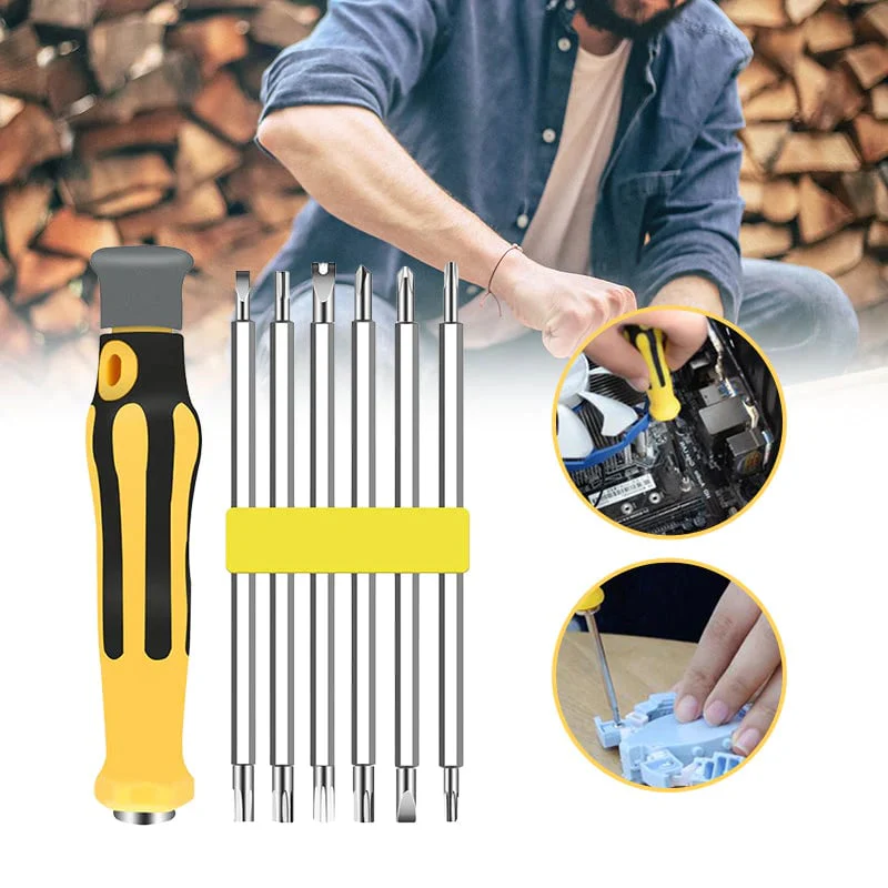 🖤Black Friday topper!50% KORTING✨ 6-in-1 Multifunctionele Schroevendraaierset – Hoogwaardig CR-V Staal & Magnetische Bits (Perfect voor Huishoudelijke Reparaties & Elektronica!) - Image 2