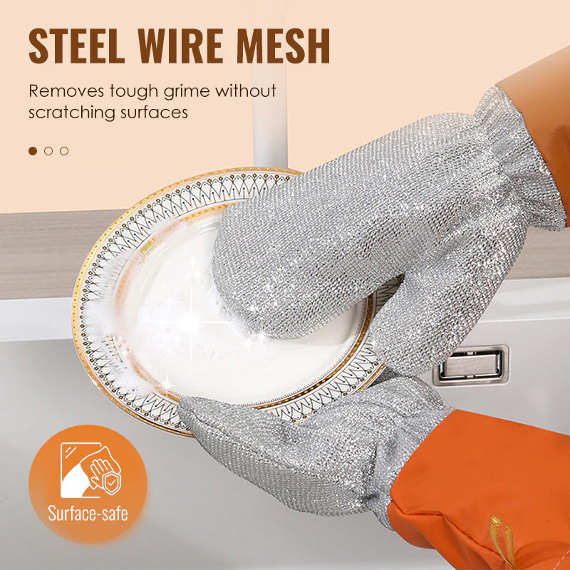🎄Kerstdeal ALTIJD 50% KORTING!🧼Krasvrije Staaldraad Afwashandschoenen: Waterdicht + Hittebestendig – Efficiënt Schoonmaken Zonder Krassen！ - Image 4