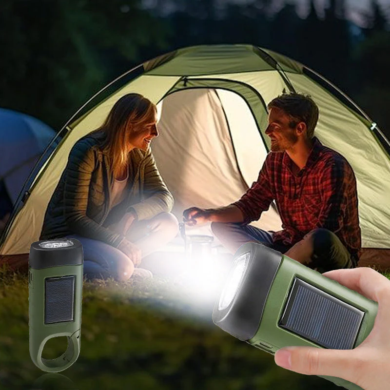 ⛺️🔋💡 Outdoor Noodlamp – Handkruk + Zonne + USB Opladen, LED Licht & Powerbank (Duurzaam & Draagbaar)!