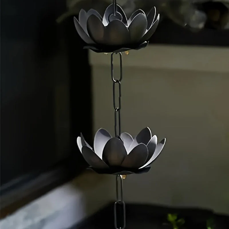 🎉Nieuwjaars Cadeau 50% KORTING!🪷Lotus Regenketting voor Dakgoten: Elegant & Duurzaam – Rustgevende Sfeer + Effectieve Afvoer! - Image 3