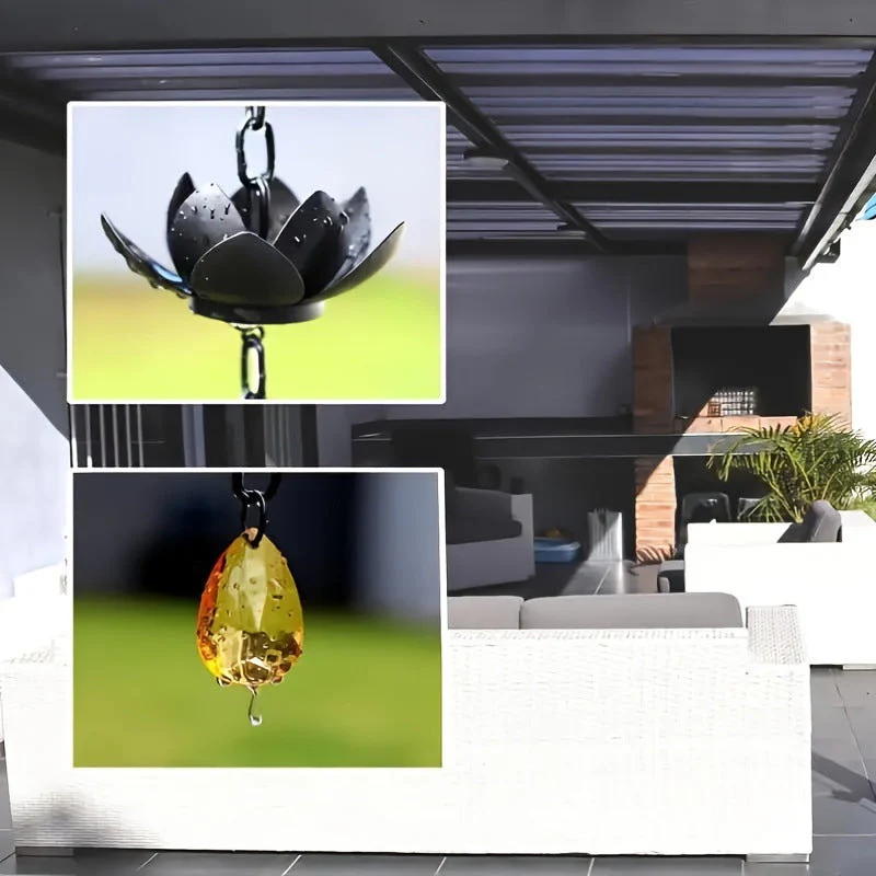 🎉Nieuwjaars Cadeau 50% KORTING!🪷Lotus Regenketting voor Dakgoten: Elegant & Duurzaam – Rustgevende Sfeer + Effectieve Afvoer! - Image 4