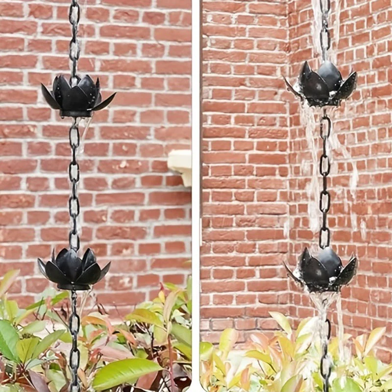 🎉Nieuwjaars Cadeau 50% KORTING!🪷Lotus Regenketting voor Dakgoten: Elegant & Duurzaam – Rustgevende Sfeer + Effectieve Afvoer! - Image 5
