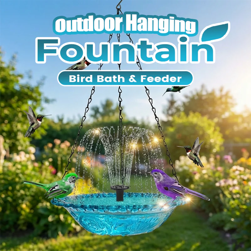 🌞Fris De Lente In Met 50% Korting!🐦Hangende Vogelbad & Voederbak met Fontein – Trekt Vogels naar je Tuin & Verfraait je Buitenruimte!