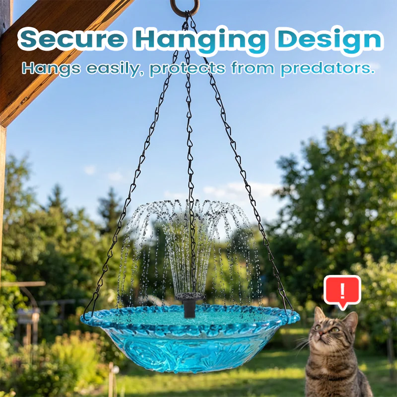 🌞Fris De Lente In Met 50% Korting!🐦Hangende Vogelbad & Voederbak met Fontein – Trekt Vogels naar je Tuin & Verfraait je Buitenruimte! - Image 4