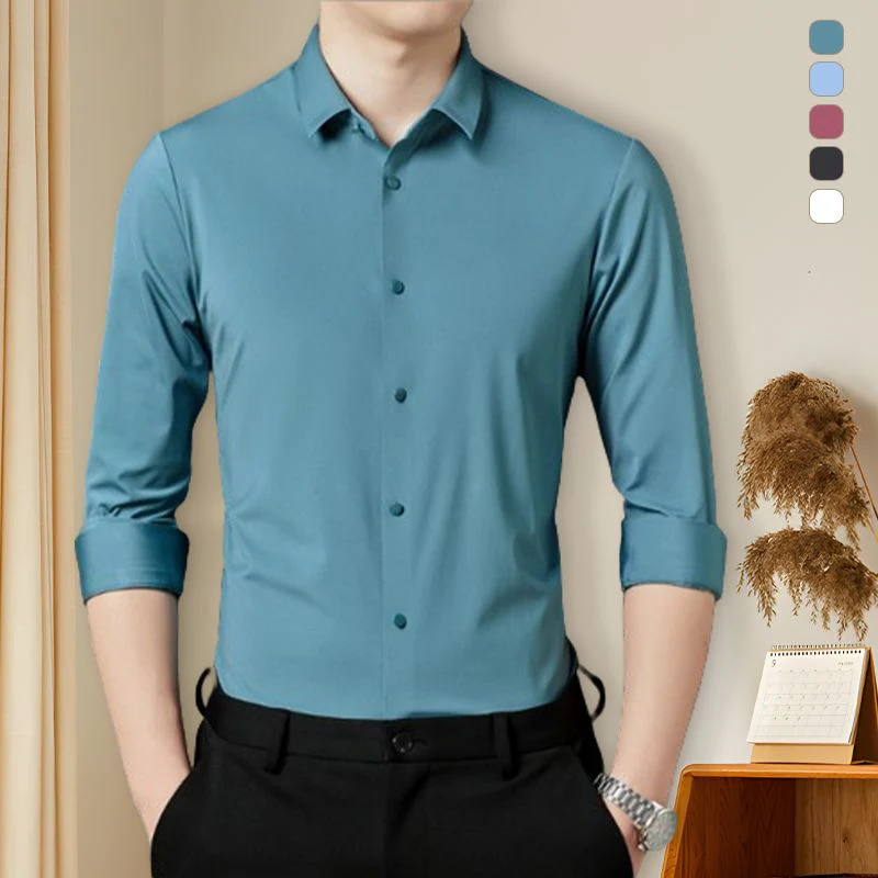🌞Fris De Lente In Met 50% Korting!👔Herenoverhemd Slim Fit | Hoge Elasticiteit & Kreukherstellend | Stoomvrij Onderhoud | Ademend Nylon-Spandex Mix