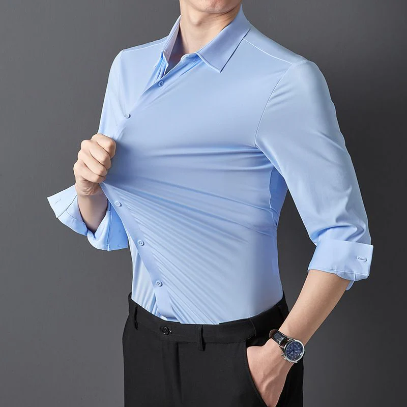 🌞Fris De Lente In Met 50% Korting!👔Herenoverhemd Slim Fit | Hoge Elasticiteit & Kreukherstellend | Stoomvrij Onderhoud | Ademend Nylon-Spandex Mix - Image 14