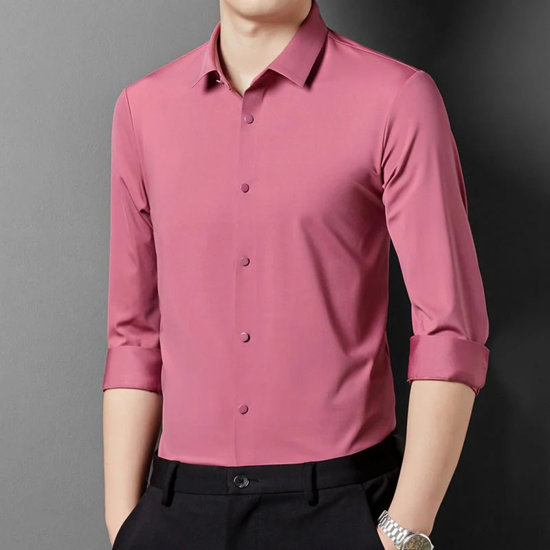 🌞Fris De Lente In Met 50% Korting!👔Herenoverhemd Slim Fit | Hoge Elasticiteit & Kreukherstellend | Stoomvrij Onderhoud | Ademend Nylon-Spandex Mix - Image 18
