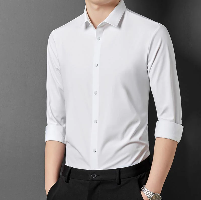 🌞Fris De Lente In Met 50% Korting!👔Herenoverhemd Slim Fit | Hoge Elasticiteit & Kreukherstellend | Stoomvrij Onderhoud | Ademend Nylon-Spandex Mix - Image 19