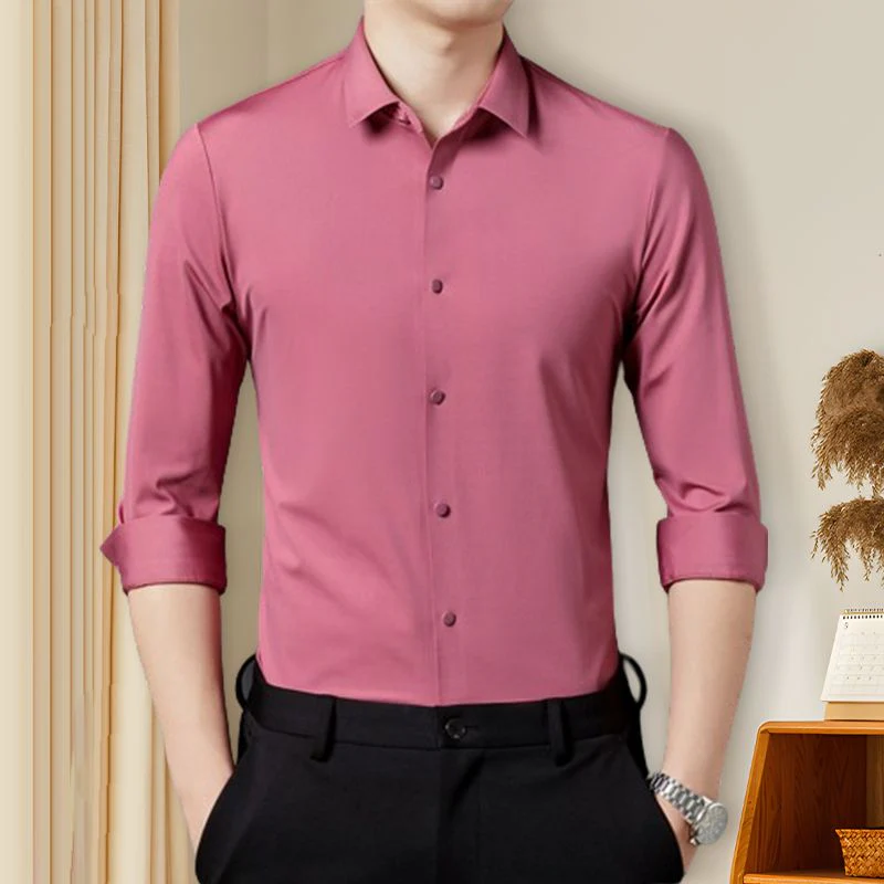 🌞Fris De Lente In Met 50% Korting!👔Herenoverhemd Slim Fit | Hoge Elasticiteit & Kreukherstellend | Stoomvrij Onderhoud | Ademend Nylon-Spandex Mix - Image 2