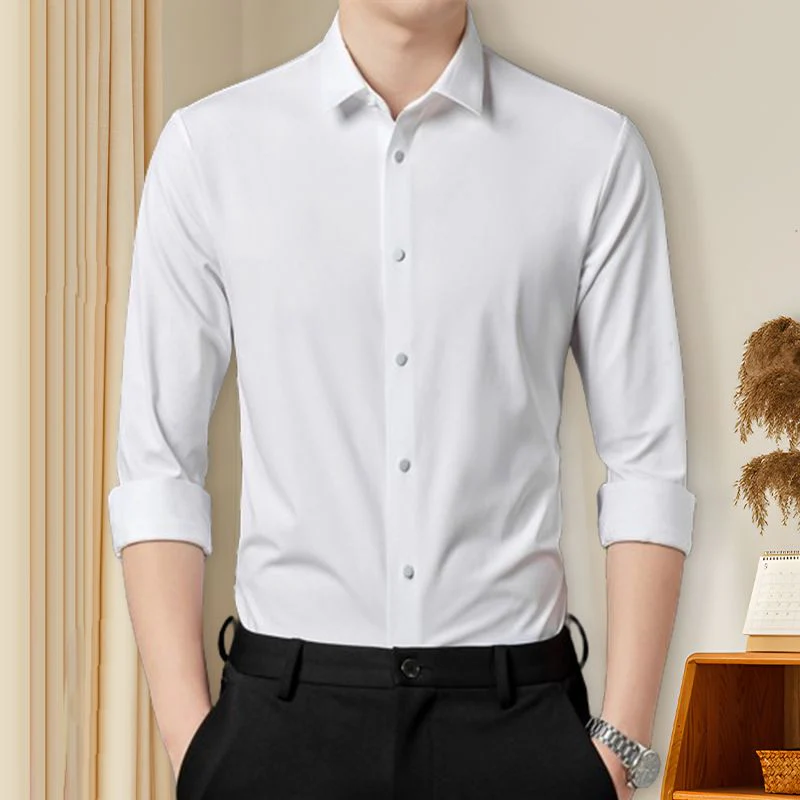 🌞Fris De Lente In Met 50% Korting!👔Herenoverhemd Slim Fit | Hoge Elasticiteit & Kreukherstellend | Stoomvrij Onderhoud | Ademend Nylon-Spandex Mix - Image 3