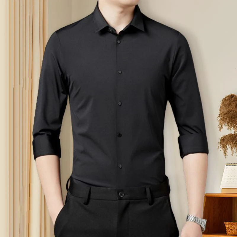 🌞Fris De Lente In Met 50% Korting!👔Herenoverhemd Slim Fit | Hoge Elasticiteit & Kreukherstellend | Stoomvrij Onderhoud | Ademend Nylon-Spandex Mix - Image 5