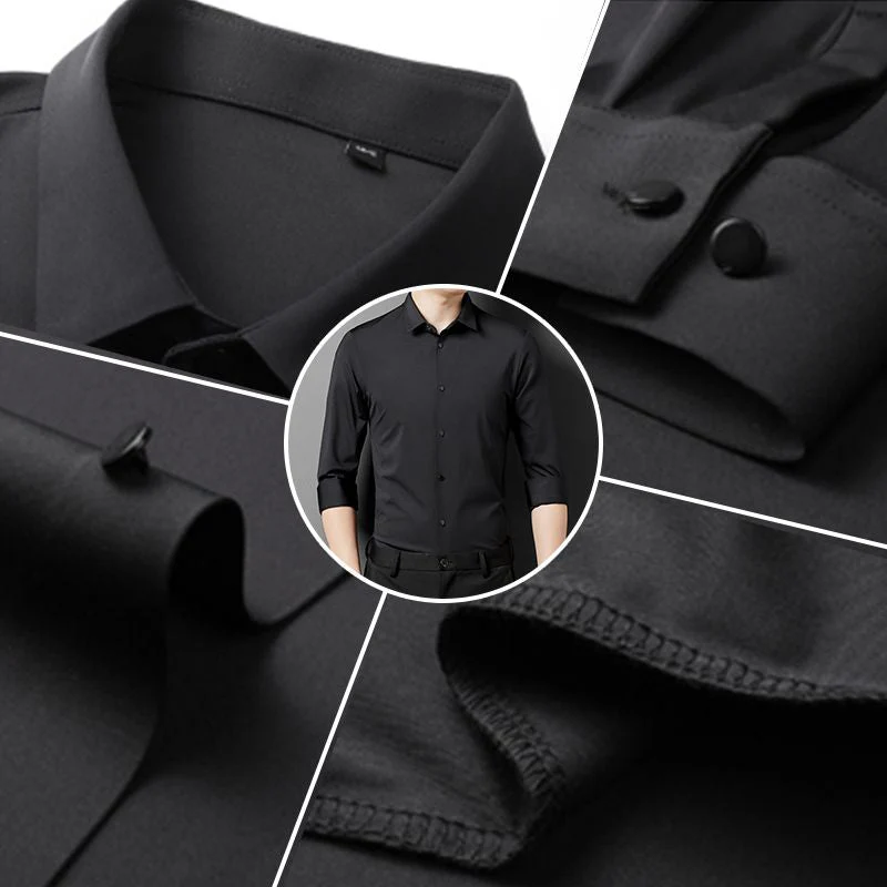 🌞Fris De Lente In Met 50% Korting!👔Herenoverhemd Slim Fit | Hoge Elasticiteit & Kreukherstellend | Stoomvrij Onderhoud | Ademend Nylon-Spandex Mix - Image 6