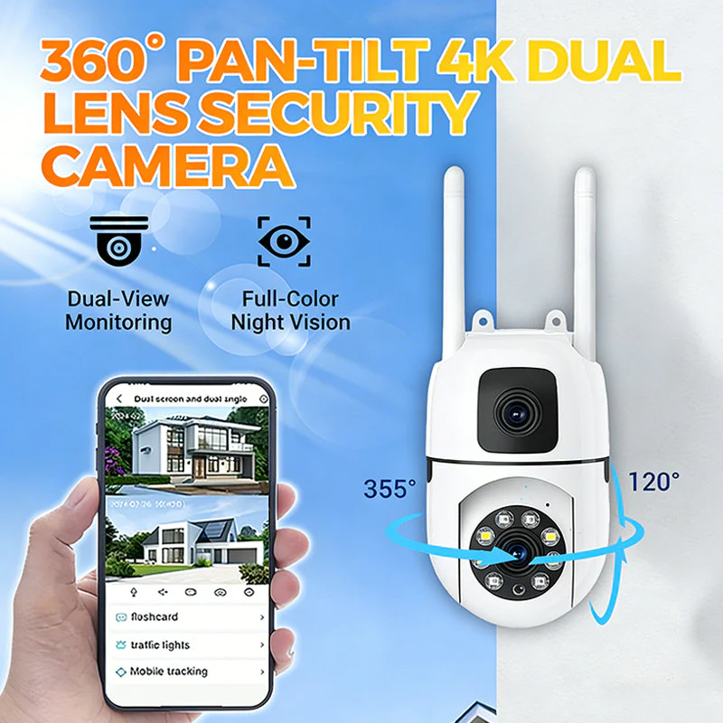 💘Valentijnsaanbieding: 50% Korting!📸 Dubbele Lens 4K Beveiligingscamera – 360° Tracking & Full-Color Nachtzicht!